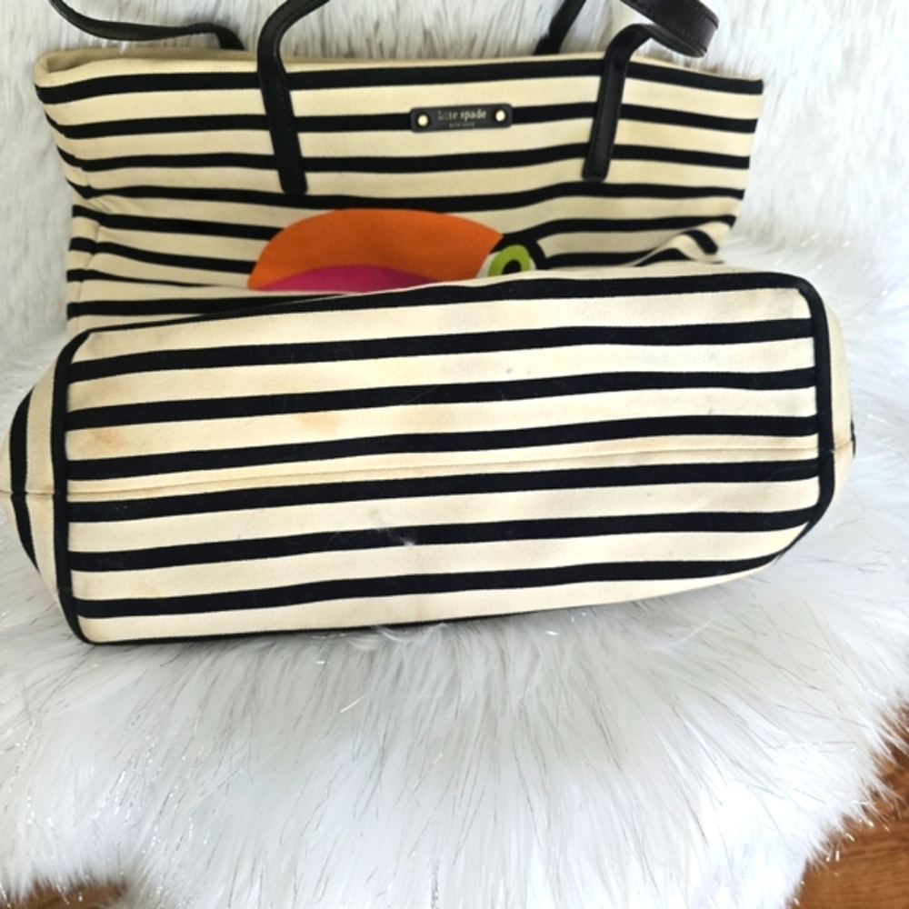 Kate Spade Black and White Striped Tote Bag - Picture 7 of 8